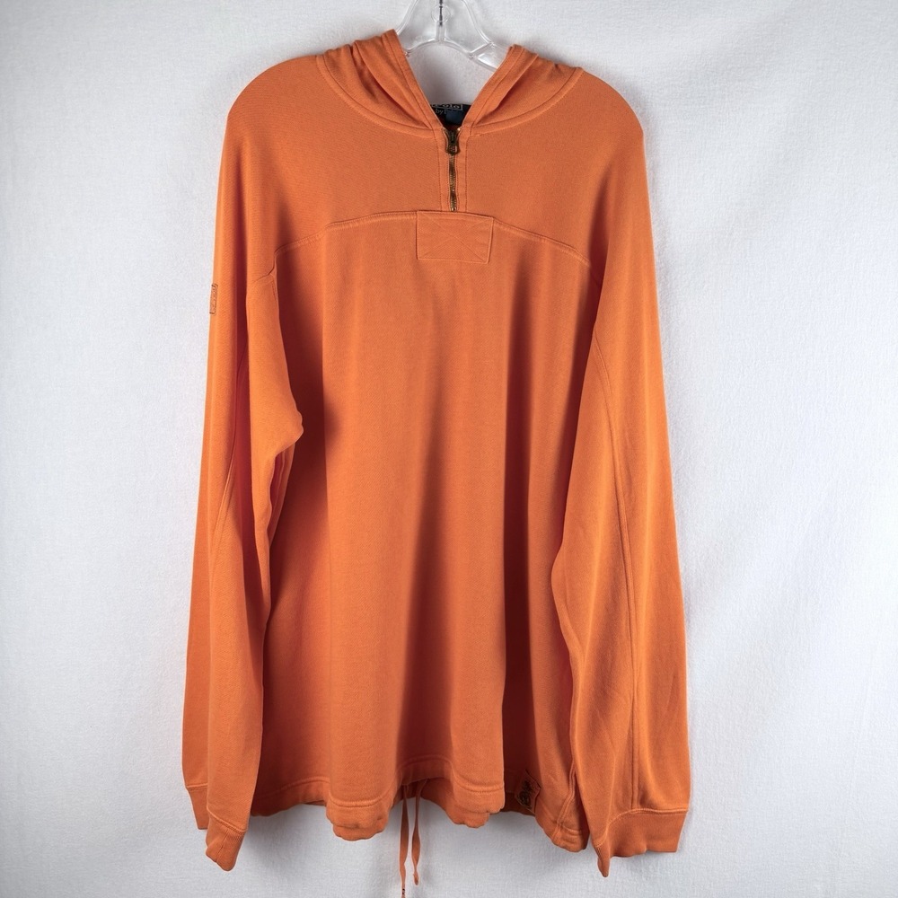 NWT Polo Ralph Lauren Maritime Discovery Expedition Orange 1/4 Zip Hoodie Sz XL
